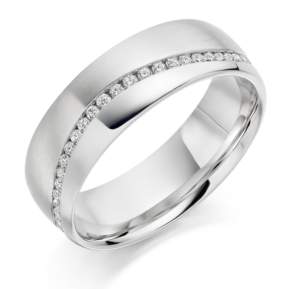 Offset Channel-Set Diamond Full Eternity Ring, 0.35ct in White Gold