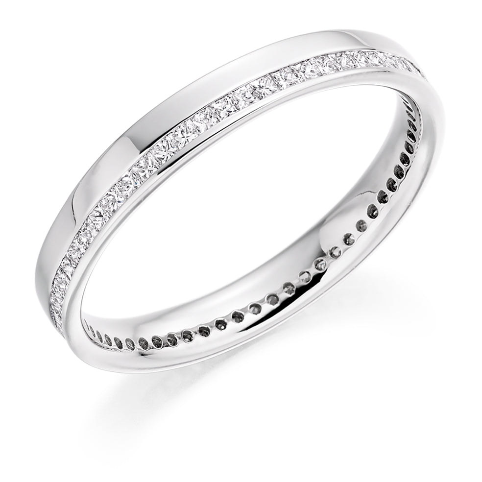 Offset Channel-Set Diamond Full Eternity Ring B, 0.4ct in White Gold