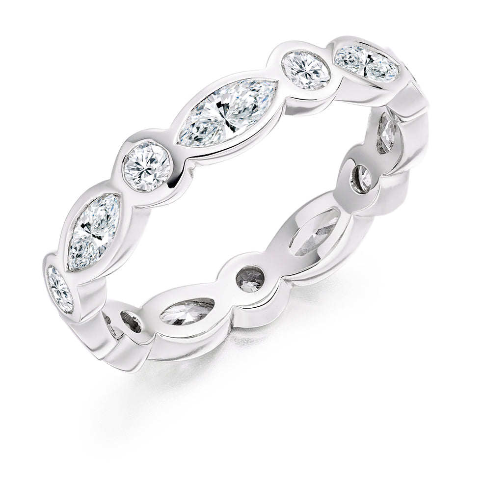 Rubover Diamond Full Eternity Ring, 1.6ct in White Gold
