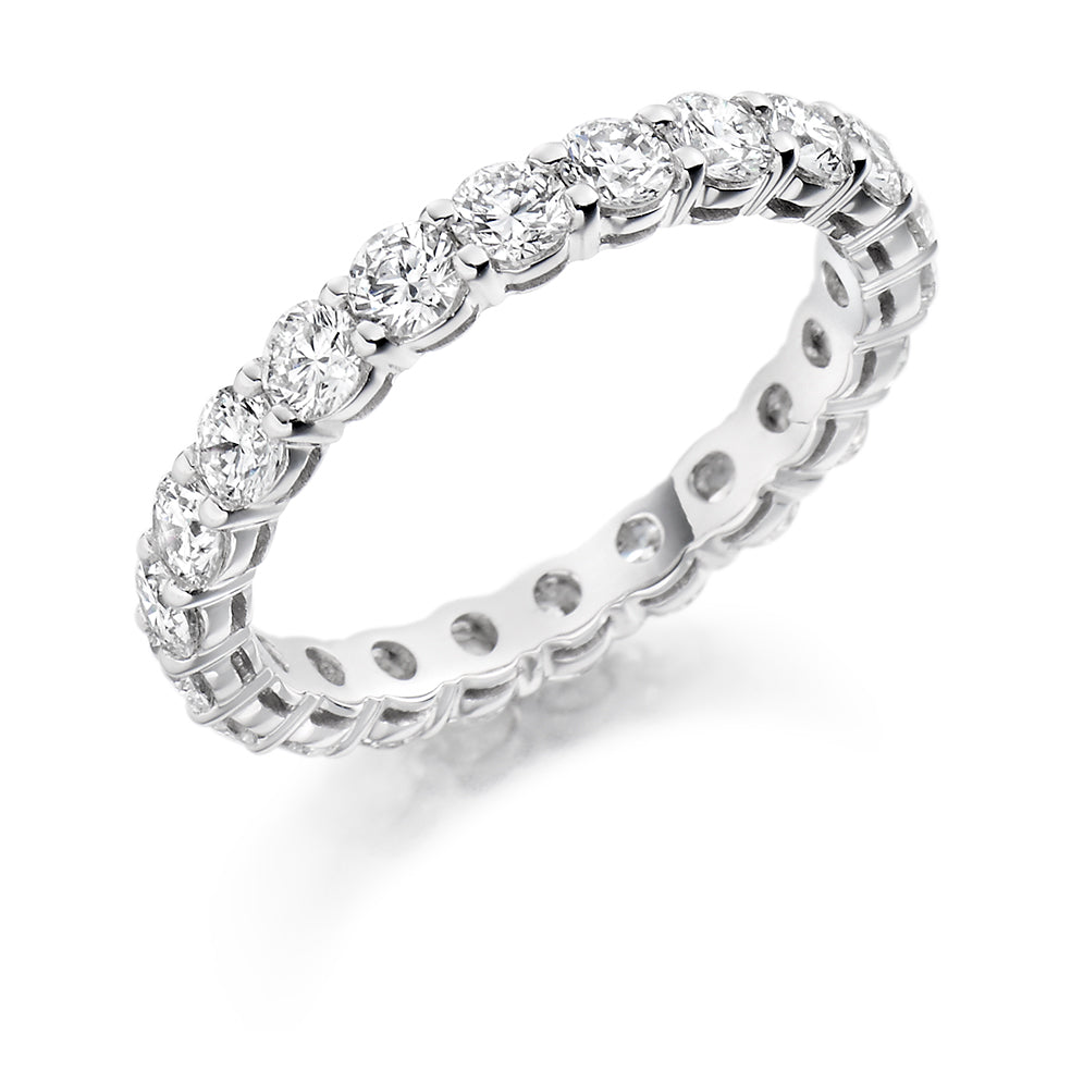 Claw-Set Diamond Full Eternity Ring E, 1.5ct in White Gold