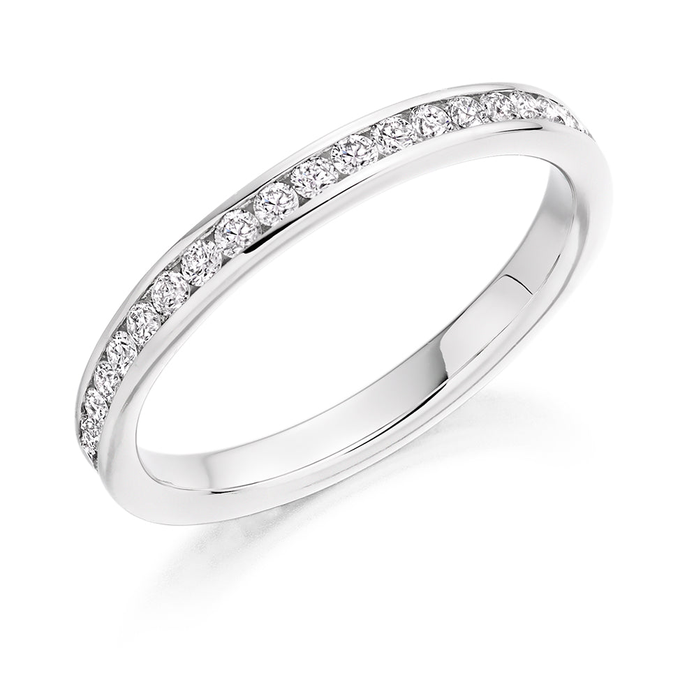 Channel-Set Diamond Full Eternity Ring B, 0.6ct in White Gold