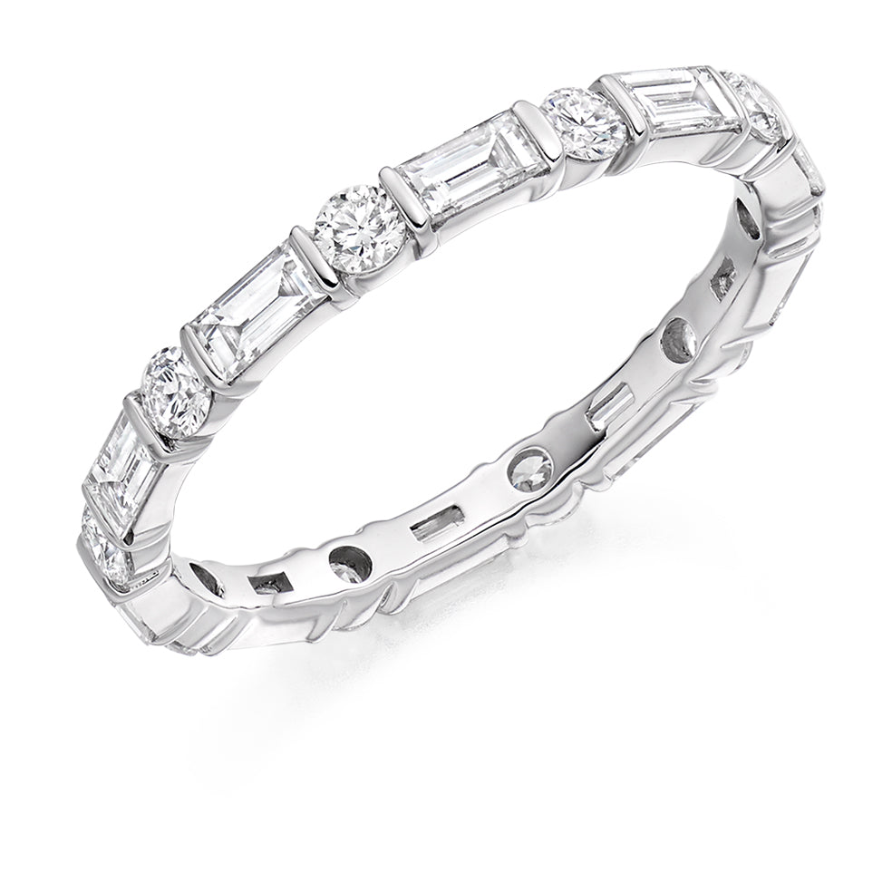 Bar-Set Full Eternity Ring, 1.2ct total in White Gold