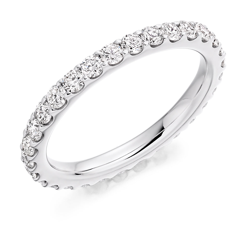 Micro-Claw Diamond Full Eternity Ring, 1.1ct in White Gold