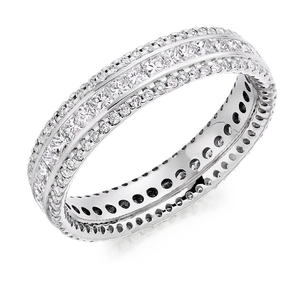 Channel & Micro-Claw Full Eternity Ring, 1.35ct total in White Gold