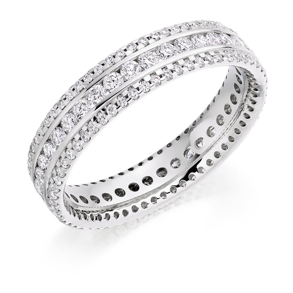 Channel & Micro-Claw Full Eternity Ring, 1.0ct total in White Gold