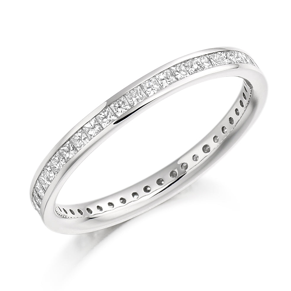 Channel-Set Diamond Full Eternity Ring D, 0.75ct in White Gold