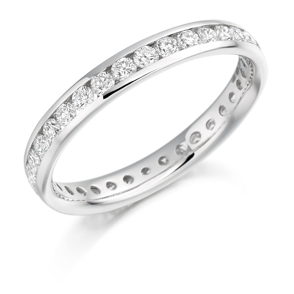 Channel-Set Diamond Full Eternity Ring, 0.88ct in White Gold