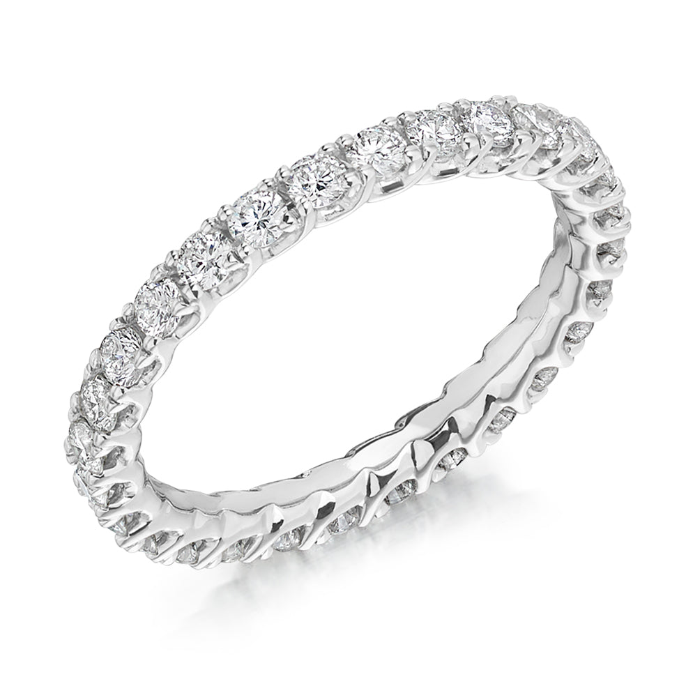 Claw-Set Diamond Full Eternity Ring E, 1.0ct in White Gold