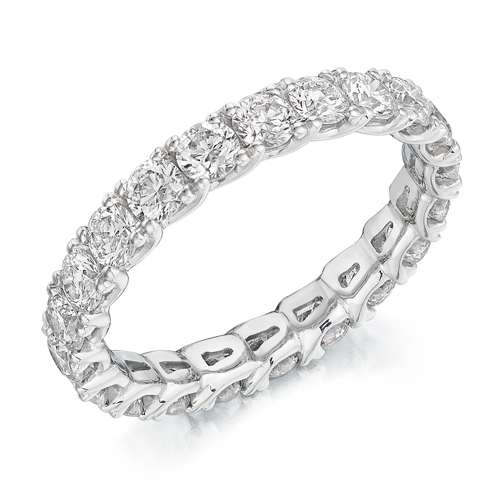 Claw-Set Diamond Full Eternity Ring F, 2.0ct in White Gold