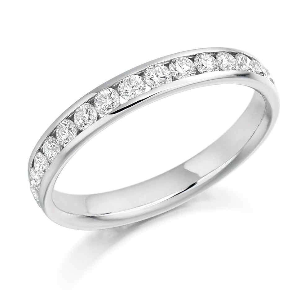 Channel-Set Diamond Full Eternity Ring, 1.04ct in White Gold