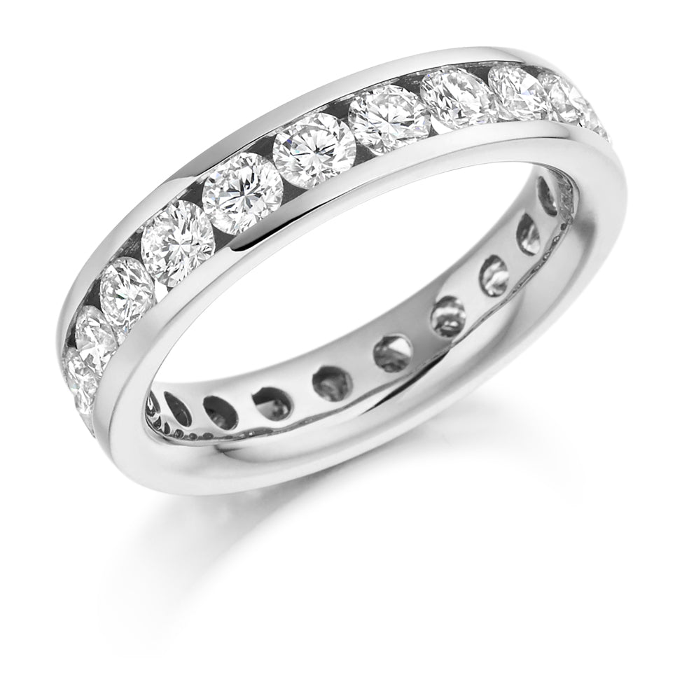 Channel-Set Diamond Full Eternity Ring, 2.54ct in White Gold
