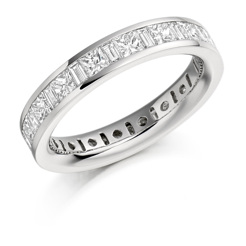 Channel-Set Diamond Full Eternity Ring with Right-Hand, 3.0ct in White Gold