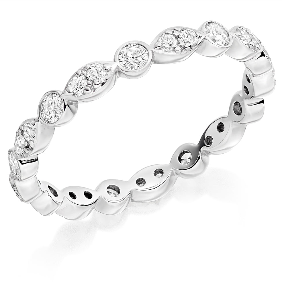Rubover Full Eternity Ring, 0.6ct total in White Gold