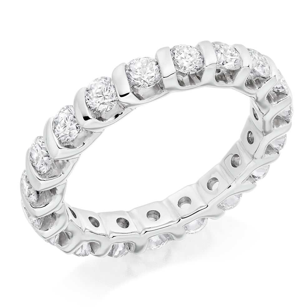 Bar-Set Full Eternity Ring, 2.0ct total in White Gold