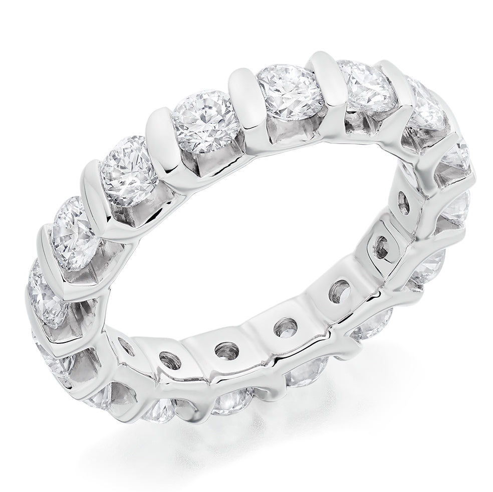 Bar-Set Full Eternity Ring, 3.0ct total in White Gold