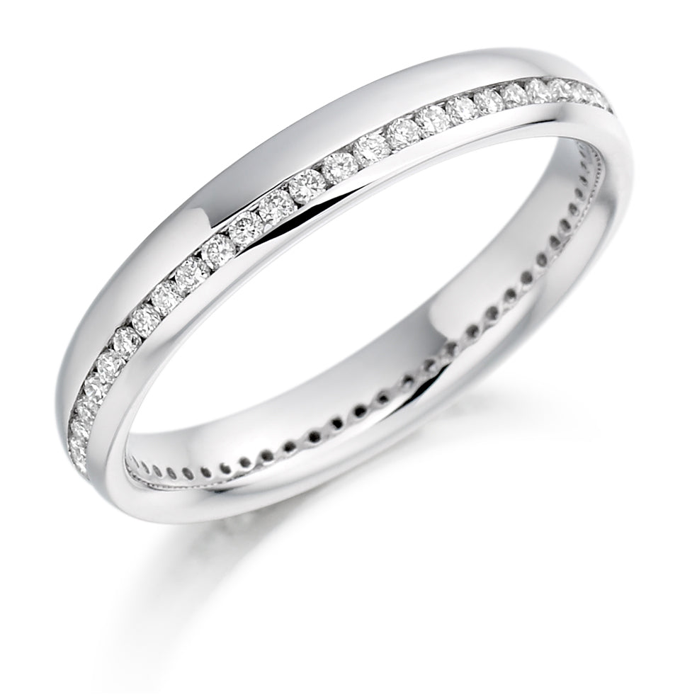 Offset Channel-Set Diamond Full Eternity Ring, 0.31ct in White Gold