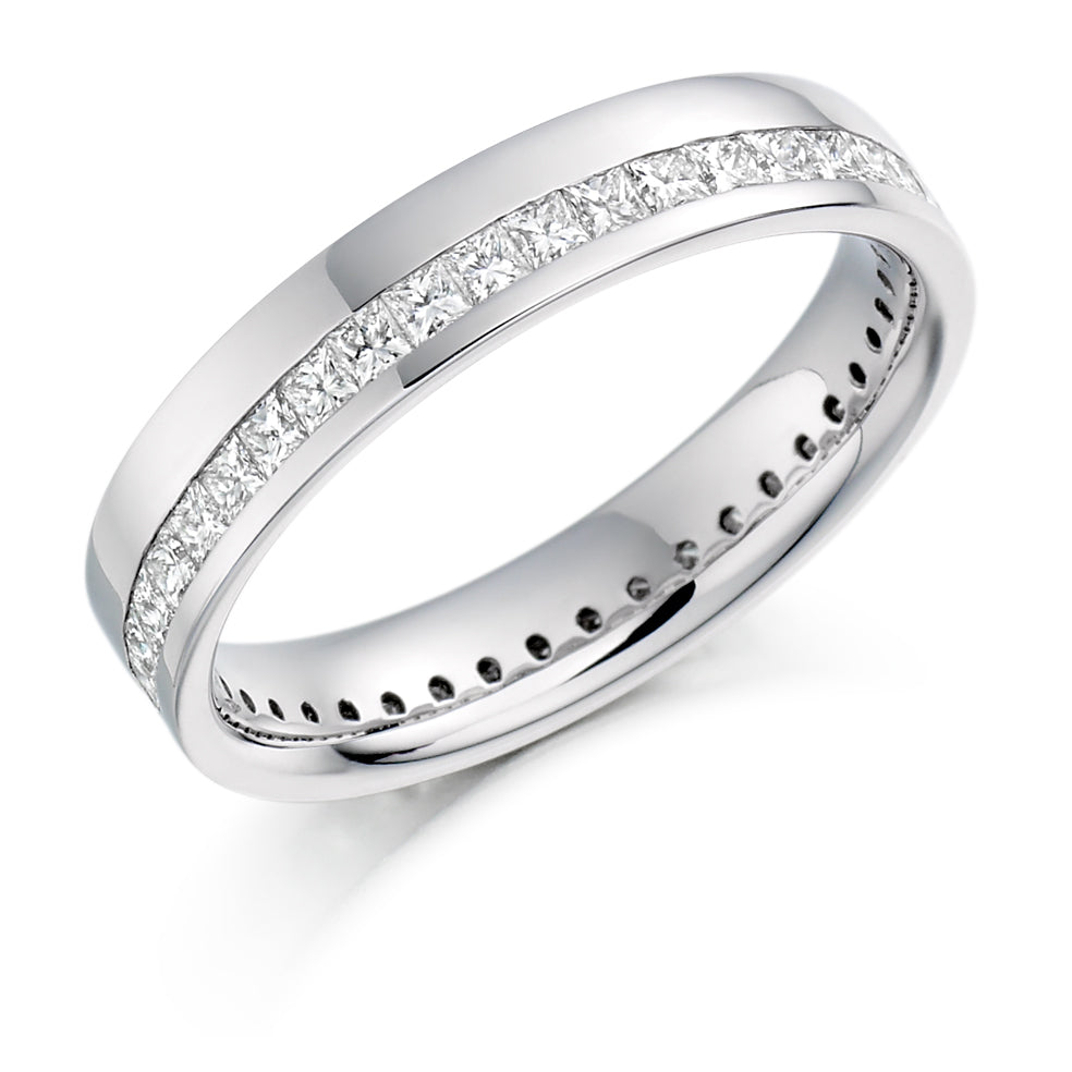 Offset Channel-Set Diamond Full Eternity Ring, 1.0ct in White Gold
