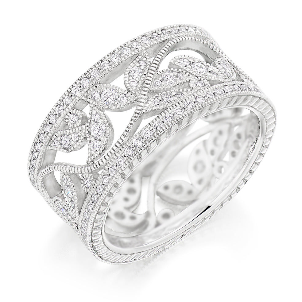 Milgrain Grain-Set Full Eternity Ring, 1.25ct total in White Gold