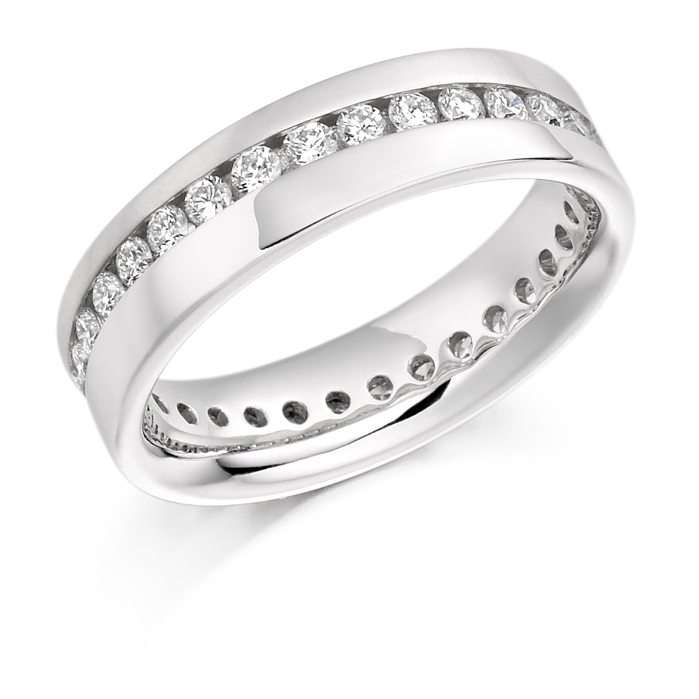 Offset Channel-Set Diamond Full Eternity Ring, 0.77ct in White Gold