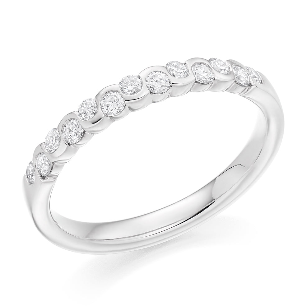 Rubover Half Eternity Ring, 0.33ct total in White Gold