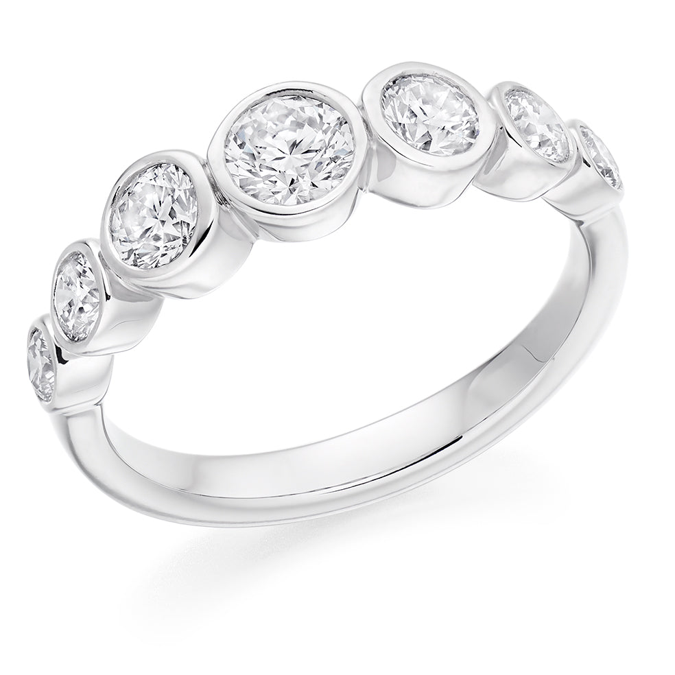 Rubover Half Eternity Ring, 1.1ct total in White Gold