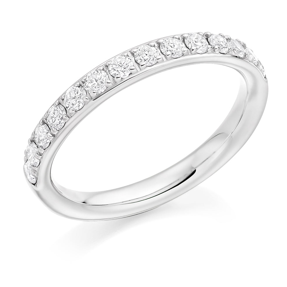 Grain-Set Half Eternity Ring, 0.75ct total (HET10361) in White Gold