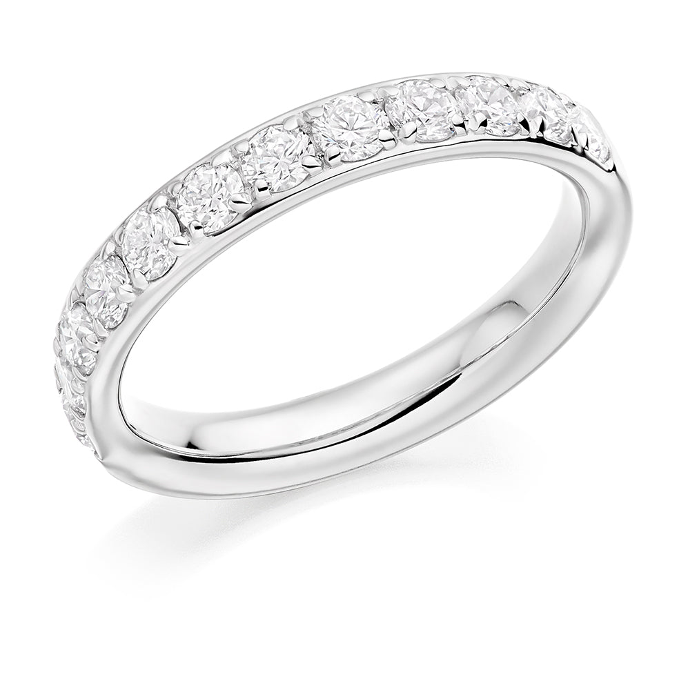 Grain-Set Half Eternity Ring, 1.0ct total in White Gold