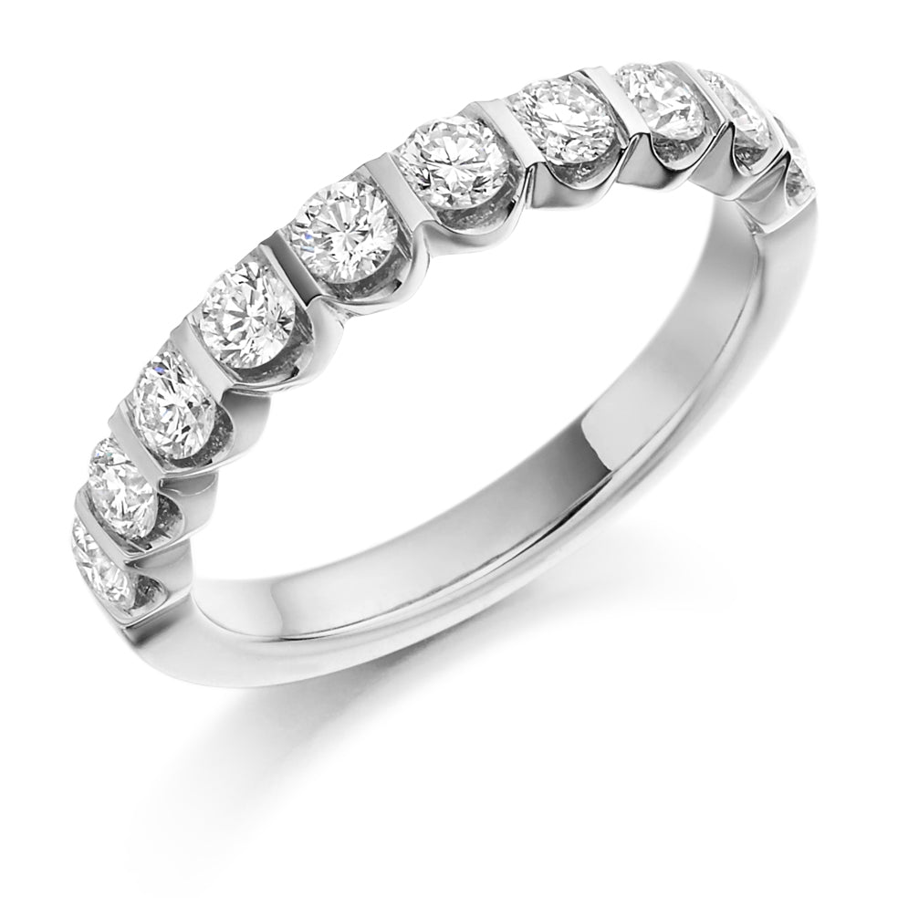 Bar-Set Half Eternity Ring, 0.75ct total (HET1036) in White Gold
