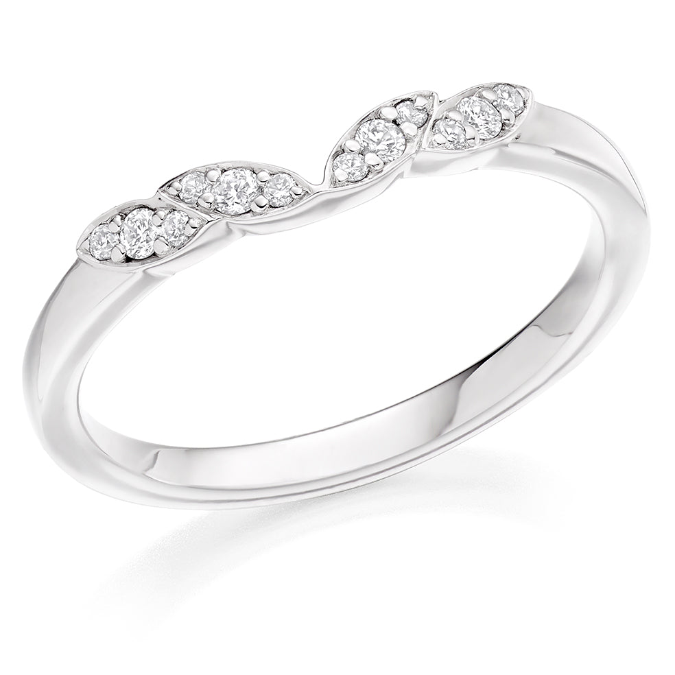 Shaped Grain-Set Half Eternity Ring, 0.12ct total (HET10721) in White Gold