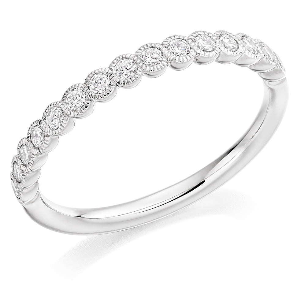 Milgrain Rubover Half Eternity Ring, 0.25ct total (HET10728) in White Gold