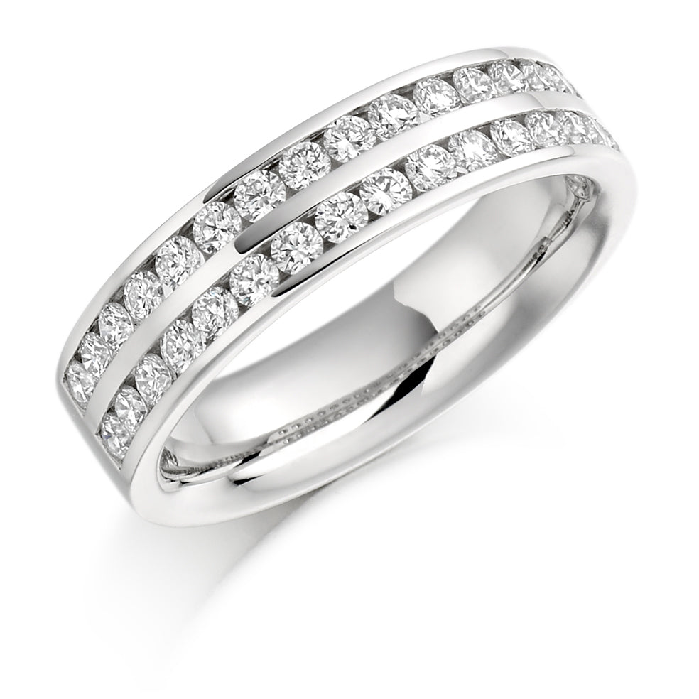 Channel-Set Half Eternity Ring, 0.75ct total (HET1077) in White Gold