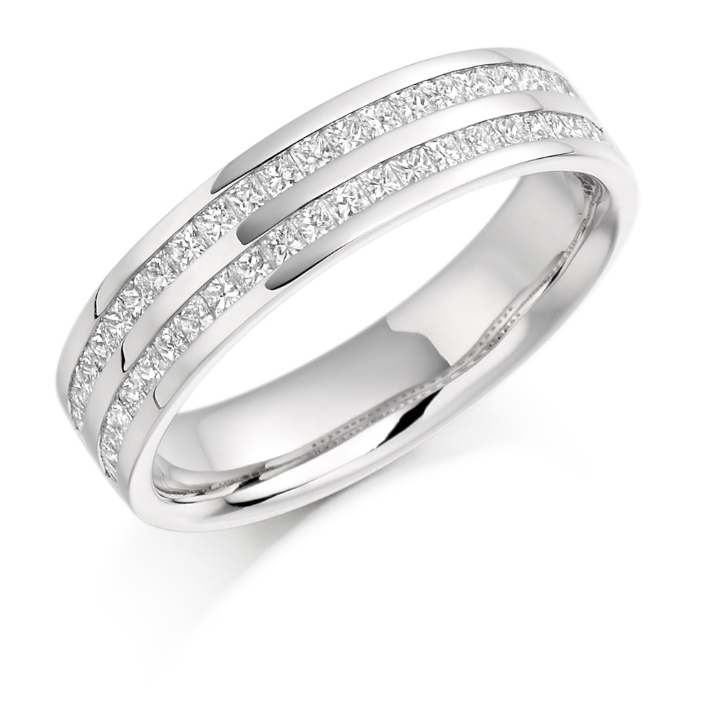 Channel-Set Half Eternity Ring, 0.75ct total (HET1078) in White Gold