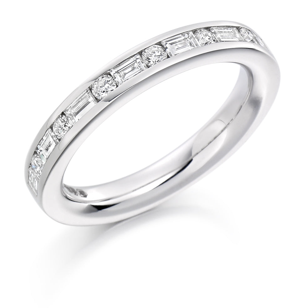 Channel-Set Half Eternity Ring, 0.55ct total (HET1080) in White Gold