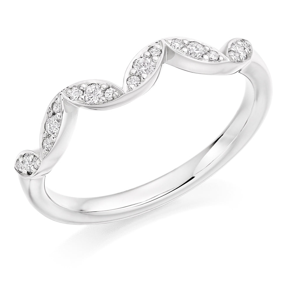 Grain-Set Half Eternity Ring, 0.16ct total in White Gold