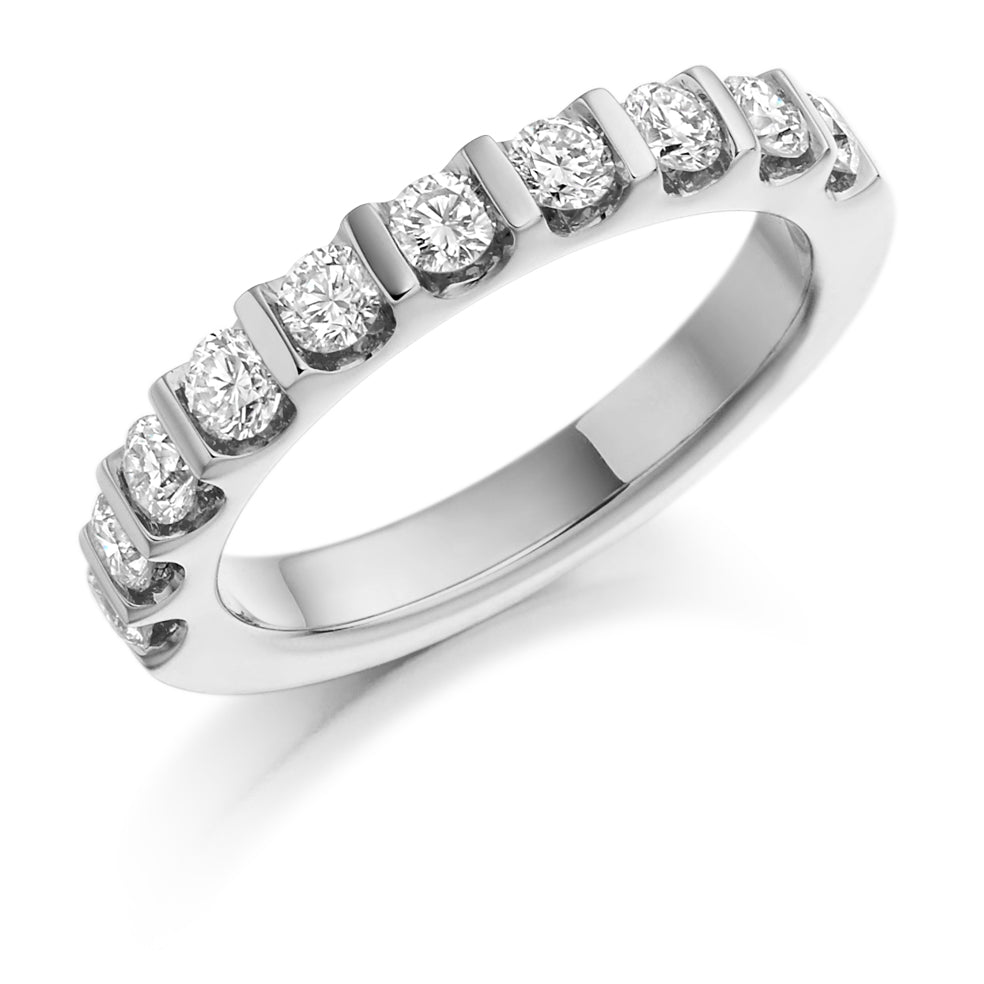 Bar-Set Half Eternity Ring, 0.75ct total (HET1085) in White Gold