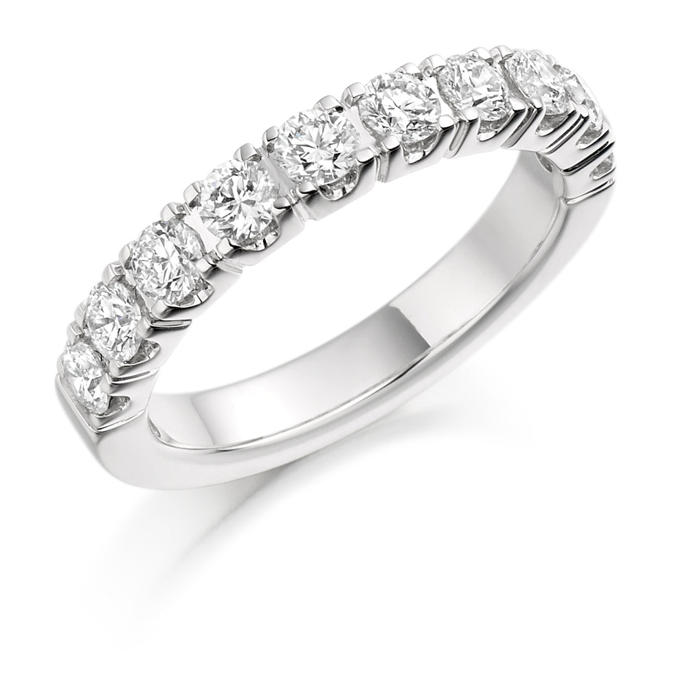 Castle-Claw Half Eternity Ring, 1.0ct total in White Gold