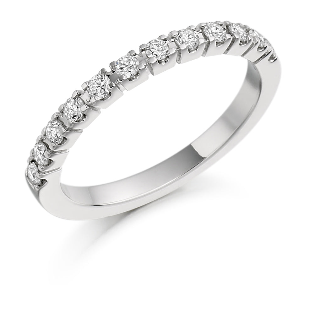 Castle-Claw Half Eternity Ring, 0.33ct total in White Gold