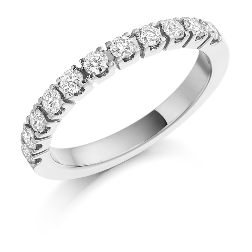 Castle-Claw Half Eternity Ring, 0.5ct total in White Gold