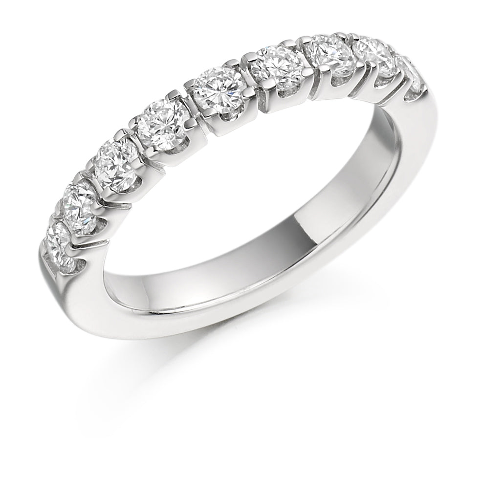 Castle-Claw Half Eternity Ring, 0.75ct total in White Gold