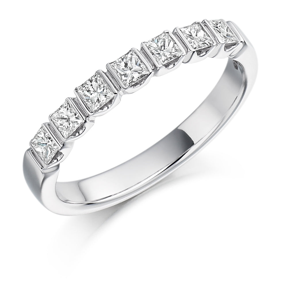 Bar-Set Half Eternity Ring, 0.5ct total (HET1102) in White Gold