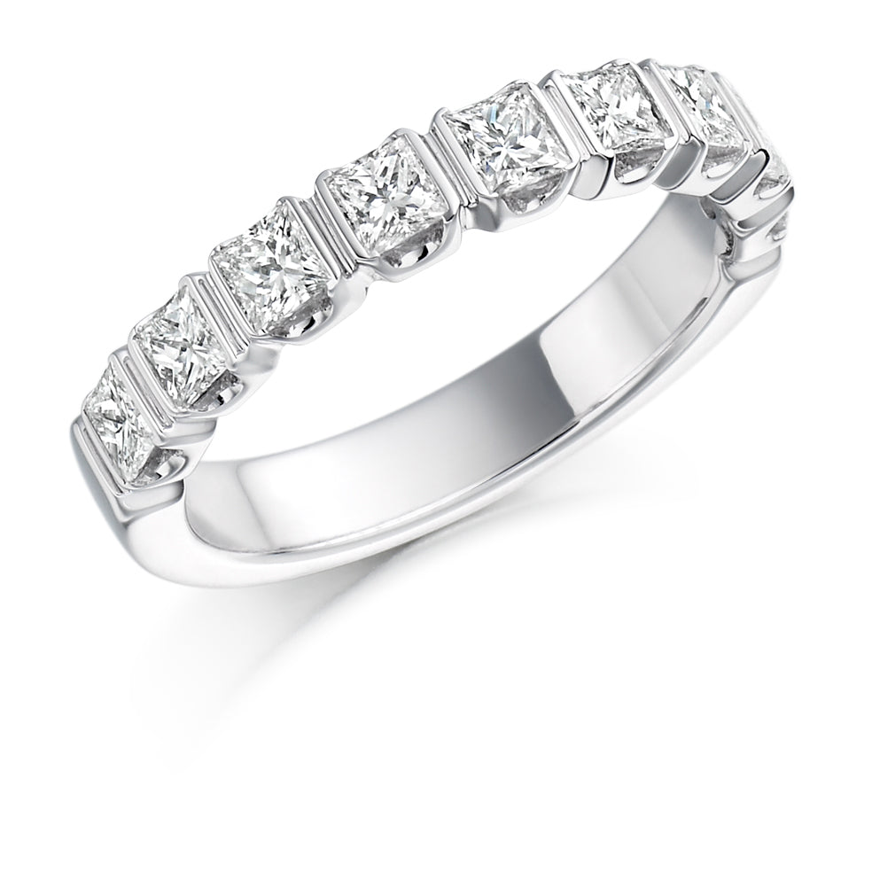 Bar-Set Half Eternity Ring, 1.0ct total (HET1104) in White Gold