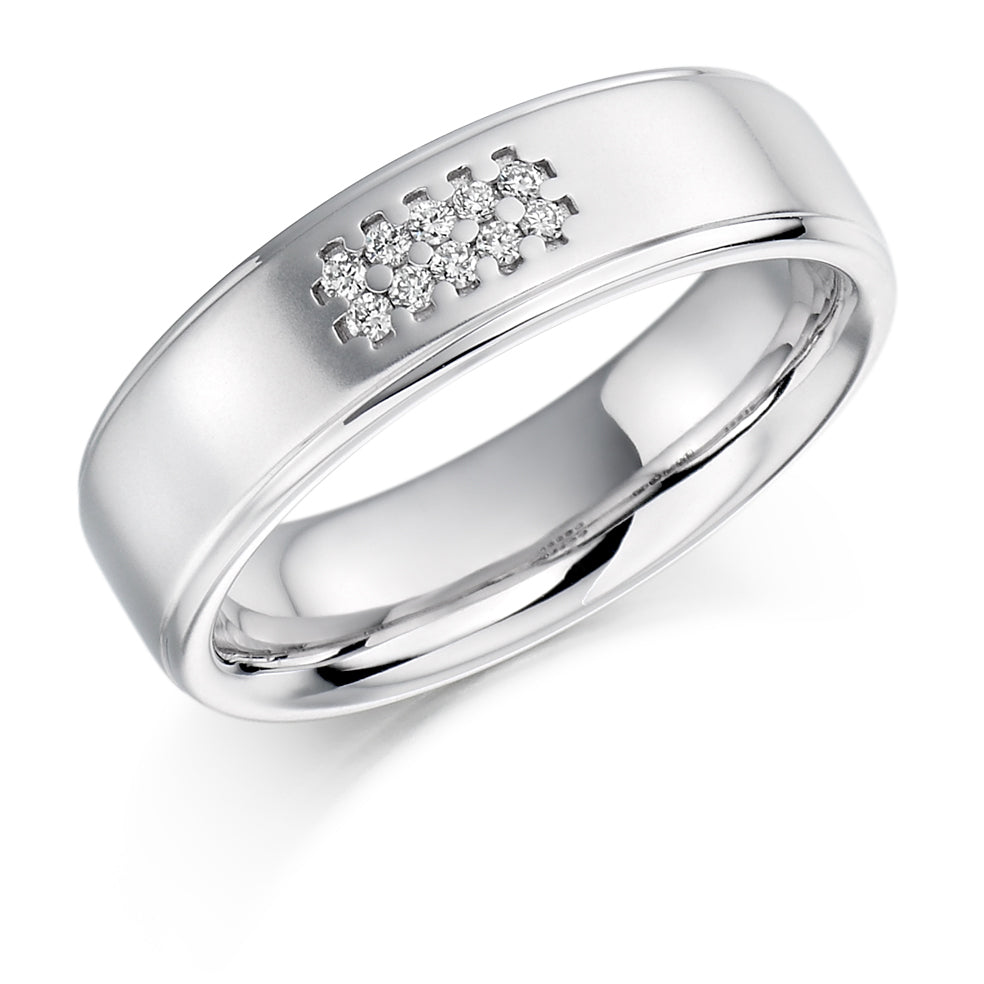 Grain-Set Diamond Half Eternity Ring, 0.06ct in White Gold