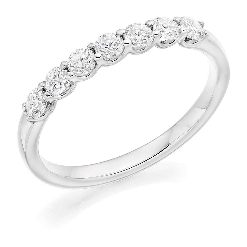 Claw-Set Diamond Half Eternity Ring C, 0.5ct in White Gold