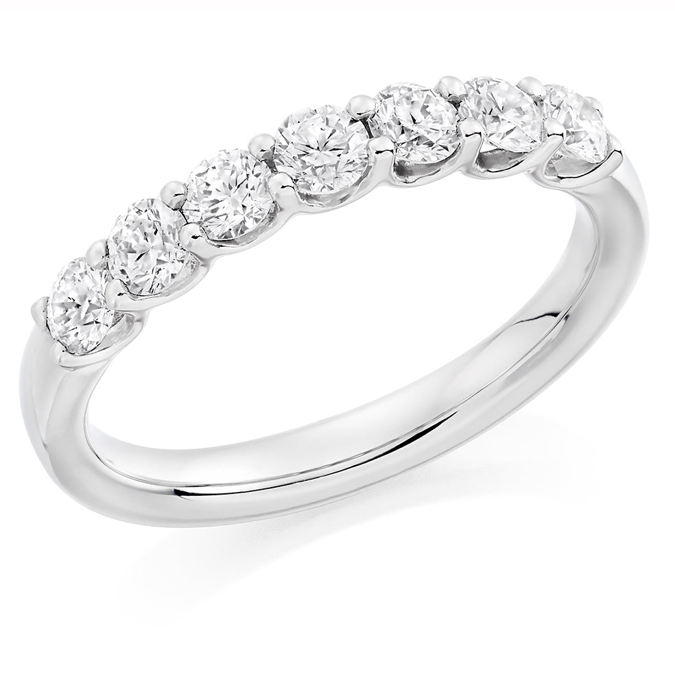 Claw-Set Diamond Half Eternity Ring B, 0.75ct in White Gold