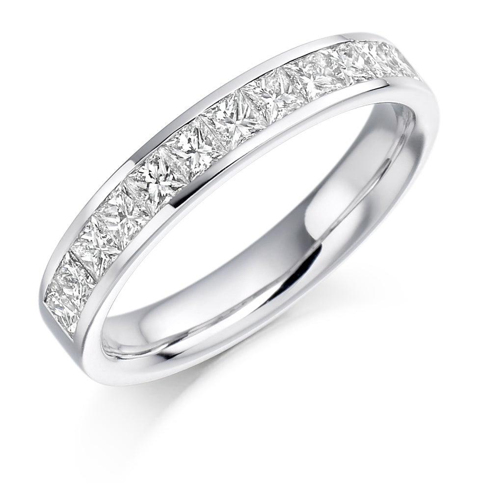 Channel-Set Half Eternity Ring, 0.85ct total in White Gold