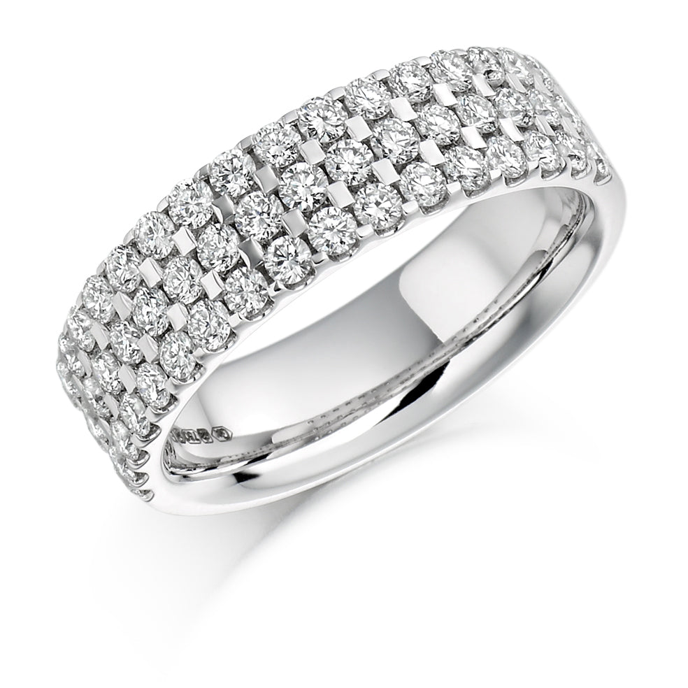 Micro-Claw Half Eternity Ring, 1.05ct total in White Gold
