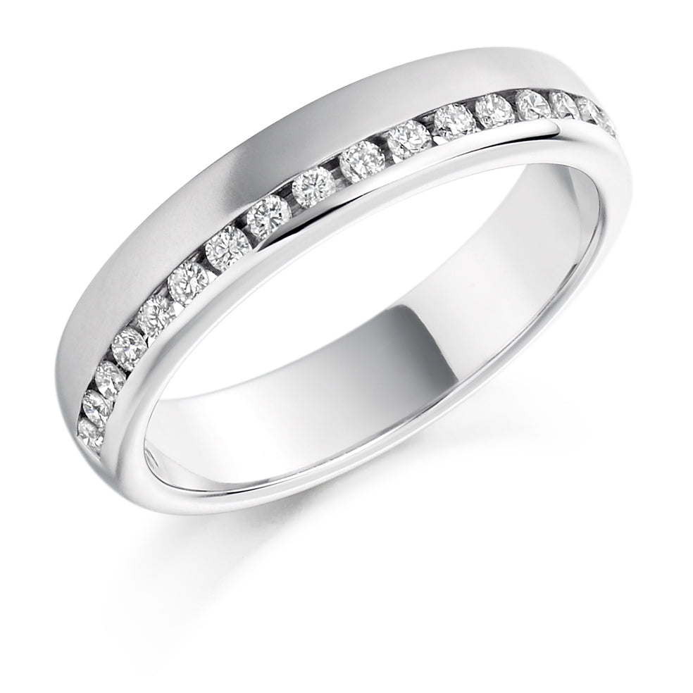 Offset Channel-Set Half Eternity Ring, 0.25ct total (HET1124) in White Gold