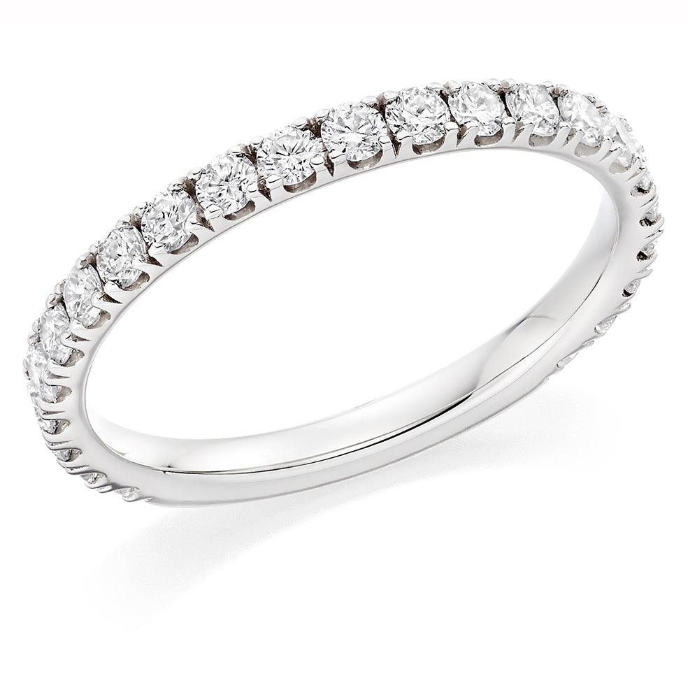 Micro-Claw Diamond Half Eternity Ring B, 0.75ct in White Gold