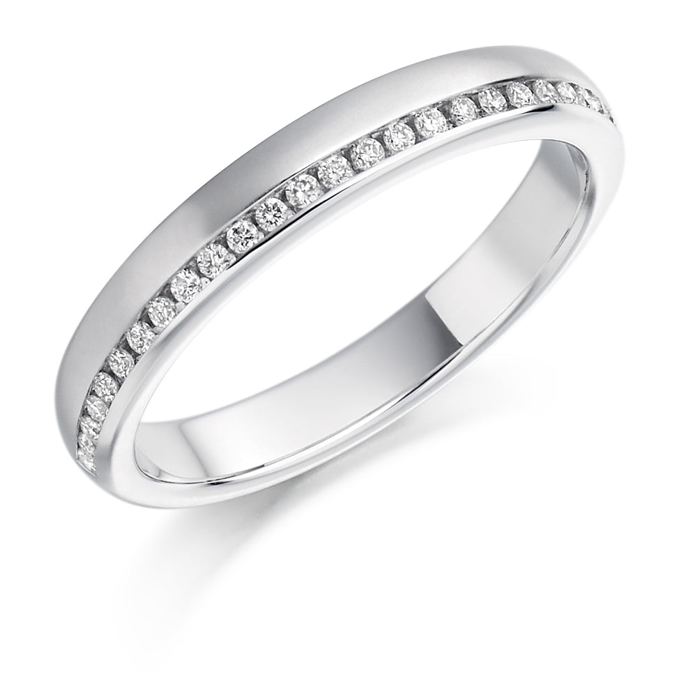 Offset Channel-Set Half Eternity Ring, 0.12ct total (HET1127) in White Gold