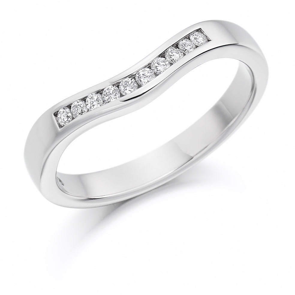 Shaped Channel-Set Half Eternity Ring, 0.12ct total in White Gold